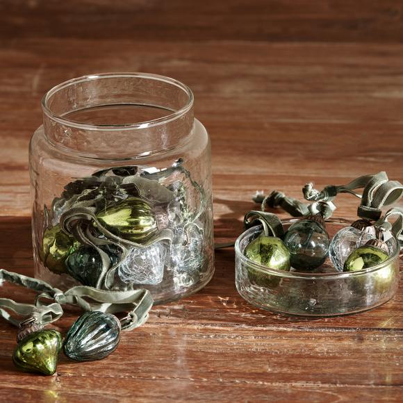 Nkuku Adisa Bauble Jar - Mixed Green & Clear - Set of 16 