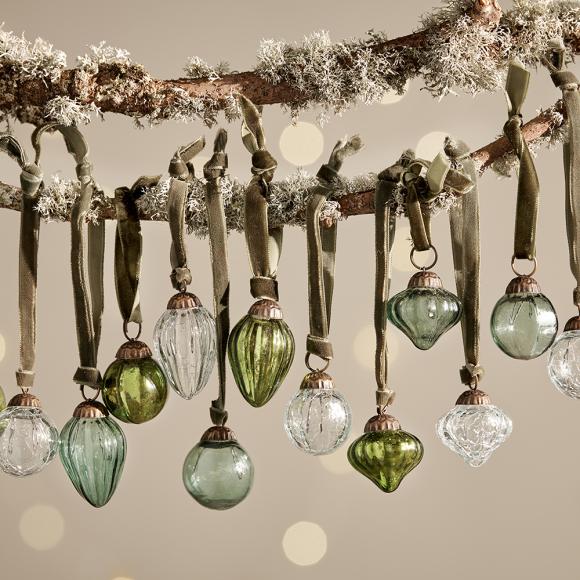 Nkuku Adisa Bauble Jar - Mixed Green & Clear - Set of 16 