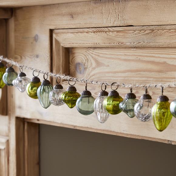 Nkuku Ekiti Bauble Garland - Mixed Green & Clear -  One Size