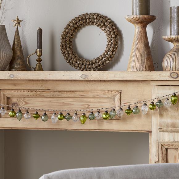 Nkuku Ekiti Bauble Garland - Mixed Green & Clear -  One Size