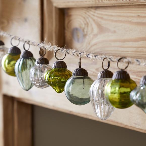 Nkuku Ekiti Bauble Garland - Mixed Green & Clear -  One Size