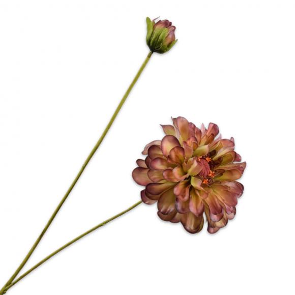 Silk-Ka ZINNIA SPRAY Bur/Grn RT 62cm