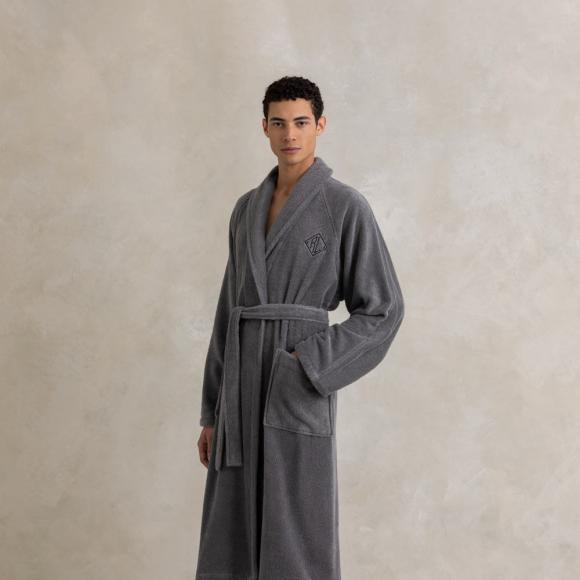 Ralph Lauren Home Langdon Shawl Collar Robe Charcoal