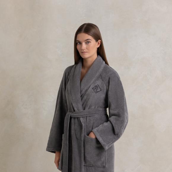 Ralph Lauren Home Langdon Shawl Collar Robe Charcoal