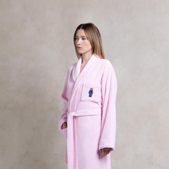 Ralph Lauren Home Denim Bear Bathrobe Pink