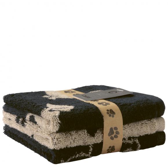 Cawo Sets of Three Face Towels Black / Beige