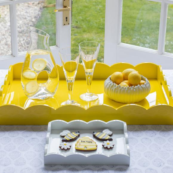 Addison Ross Scalloped Tray White Small