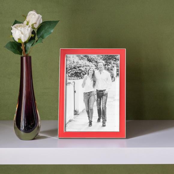 Addison Ross Enamel Photo Frame White & Silver