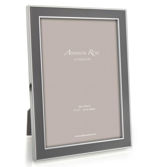 Addison Ross Enamel Photo Frame Taupe & Silver