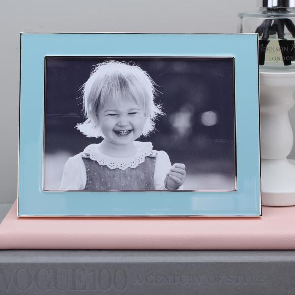 Addison Ross Enamel Photo Frame Light Pink & Silver