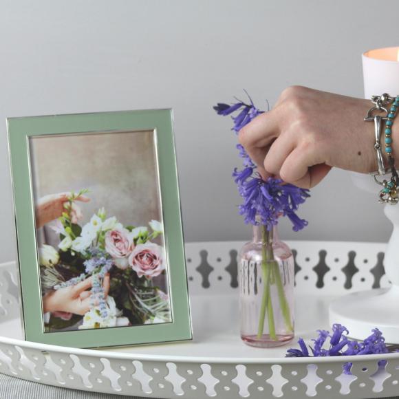 Addison Ross Enamel Photo Frame Sage & Silver