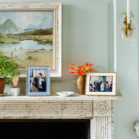 Addison Ross Bamboo Photo Frame Gold & Pale Denim