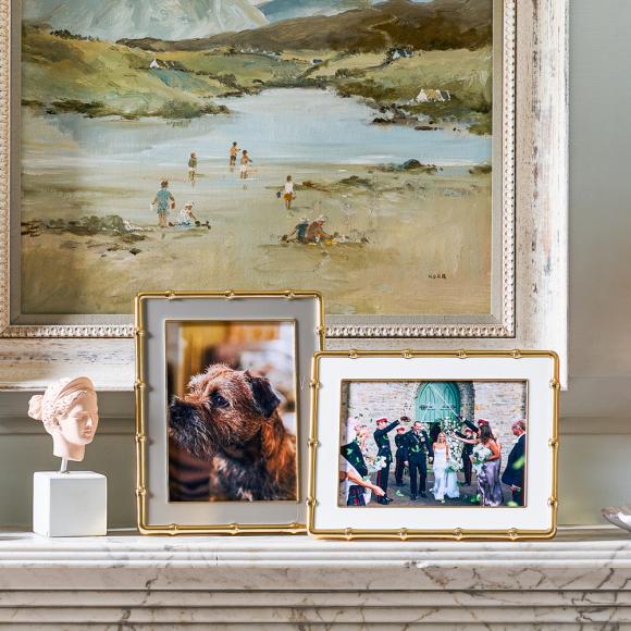 Addison Ross Bamboo Photo Frame Gold & Pale Pink