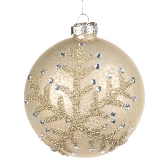Goodwill Glass Jewelled & Beaded Snowflake Ball