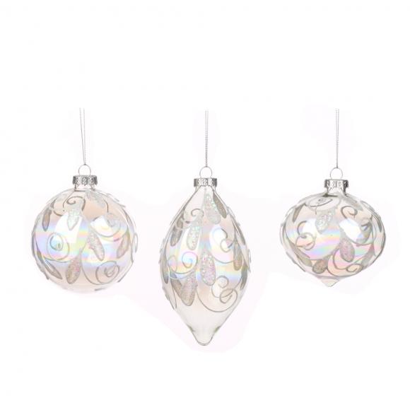 Goodwill Glass Iridescent Swirl Leaf Ball Finial Ornament