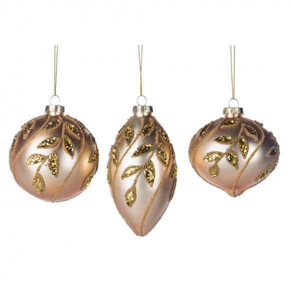 Goodwill Glass Gilt Leaf / Vine Ball Finial Ornament