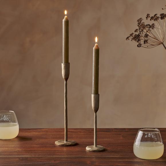 Nkuku Rustic Soy Blend Dinner Candle - Olive Green 