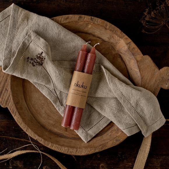 Nkuku Rustic Soy Blend Dinner Candle - Rust 