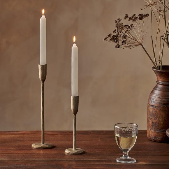 Nkuku Rustic Soy Blend Dinner Candle - White 