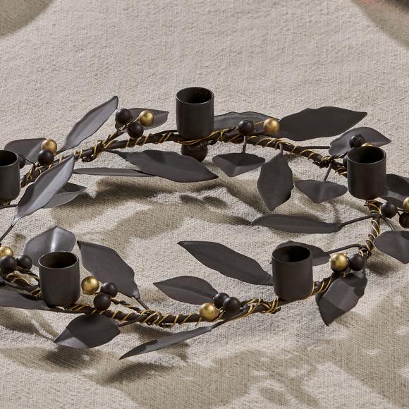 Nkuku Tula Garland Candle Holder - Brass & Rust