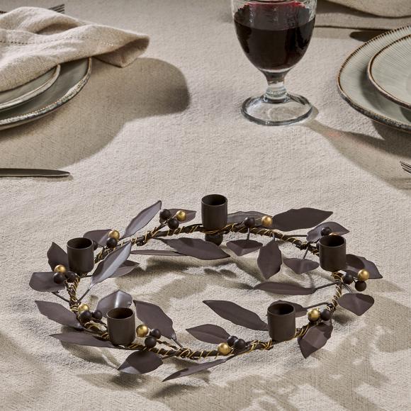 Nkuku Tula Garland Candle Holder - Brass & Rust