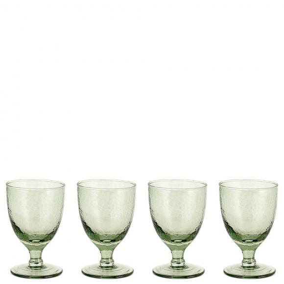 Nkuku Yala Hammered Wine Glasses - Sage Green