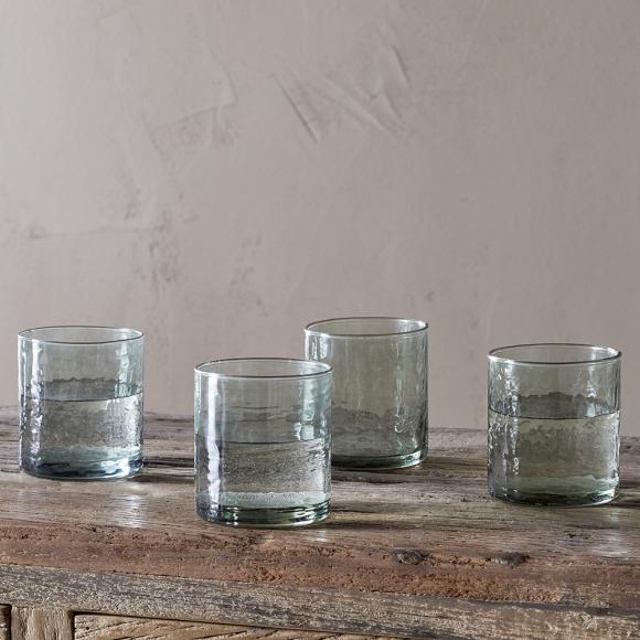 Nkuku Yala Hammered Tumblers - Sage Green