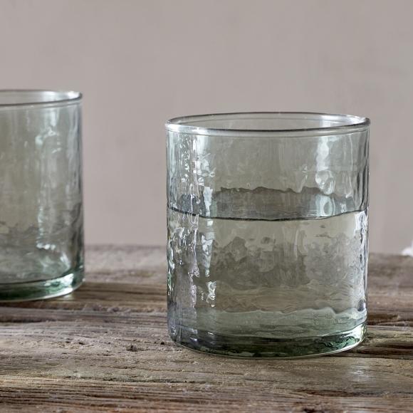 Nkuku Yala Hammered Tumblers - Sage Green