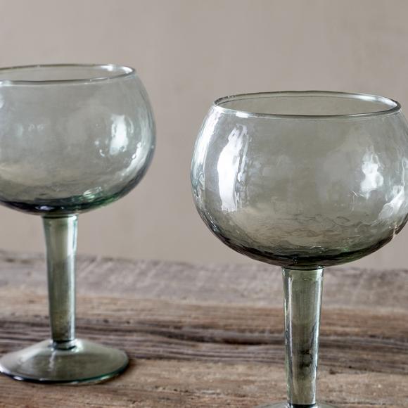 Nkuku Yala Hammered Gin Glasses - Sage Green