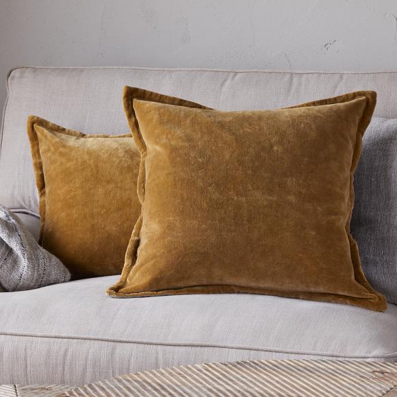 Nkuku Sela Velvet Cushion Cover - Ochre