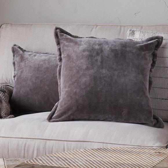 Nkuku Dhara Velvet Cushion Cover - Charcoal
