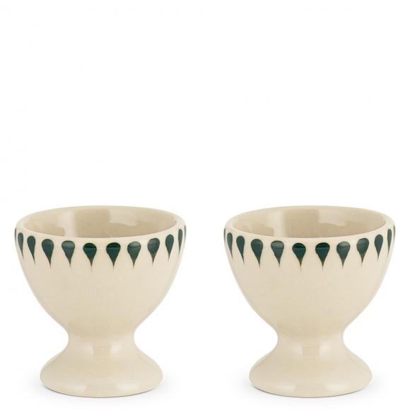 Nkuku Juniper Drop Egg Cups - Cream & Juniper