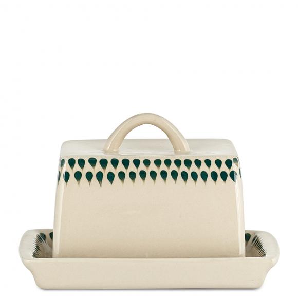 Nkuku Juniper Drops Butter Dish - Cream & Juniper 