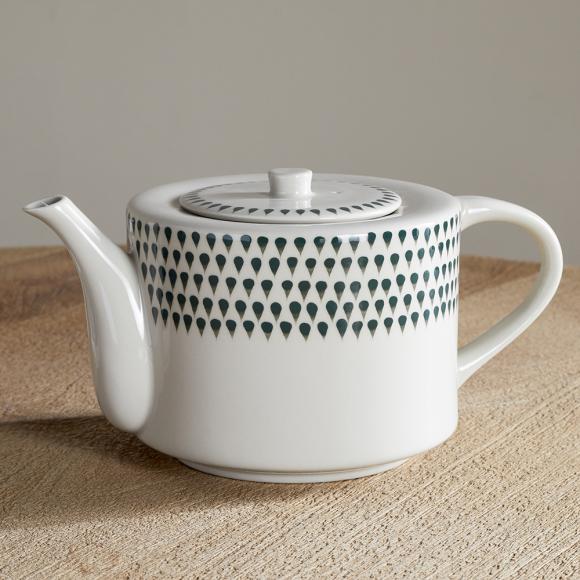 Nkuku Juniper Drop Teapot  - Cream & Juniper
