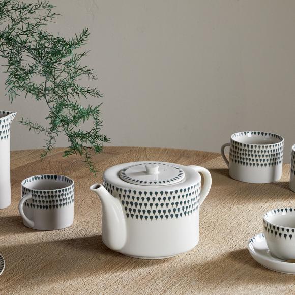 Nkuku Juniper Drop Teapot  - Cream & Juniper