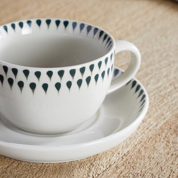 Nkuku Juniper Drop Cup & Saucer - Cream & Juniper
