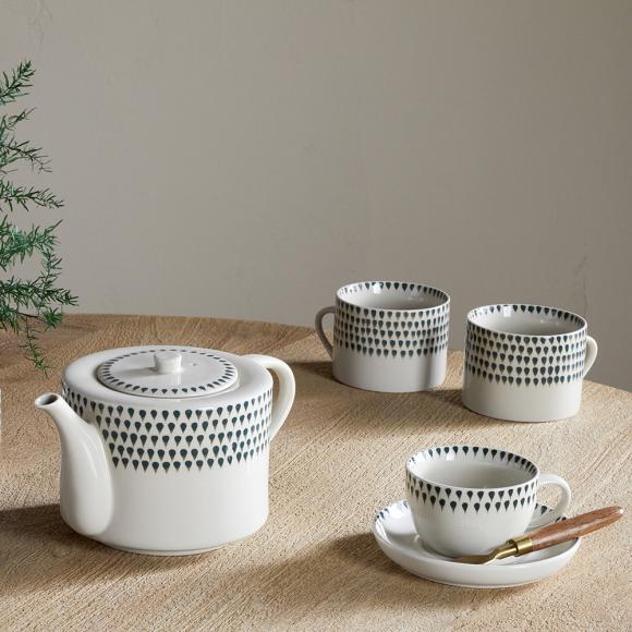 Nkuku Juniper Drop Cup & Saucer - Cream & Juniper