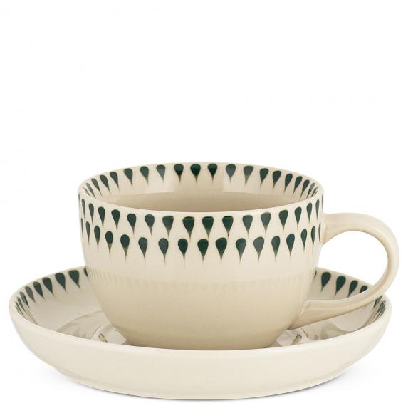 Nkuku Juniper Drop Cup & Saucer - Cream & Juniper