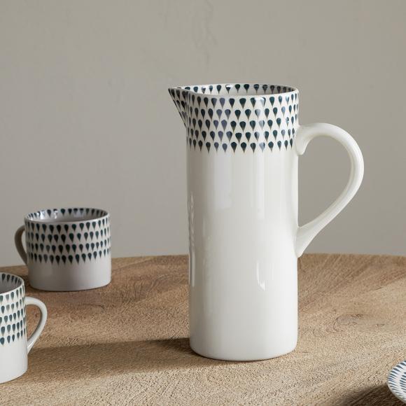 Nkuku Juniper Drop Jug - Cream & Juniper