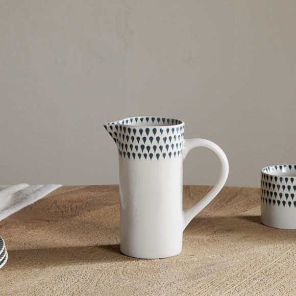 Nkuku Juniper Drop Jug - Cream & Juniper