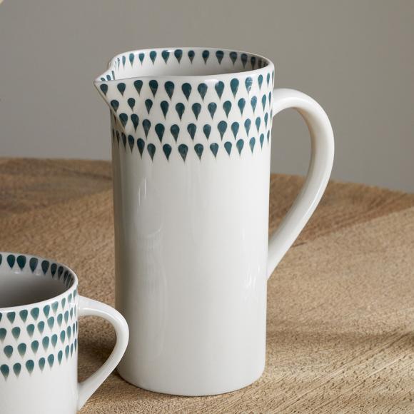 Nkuku Juniper Drop Jug - Cream & Juniper