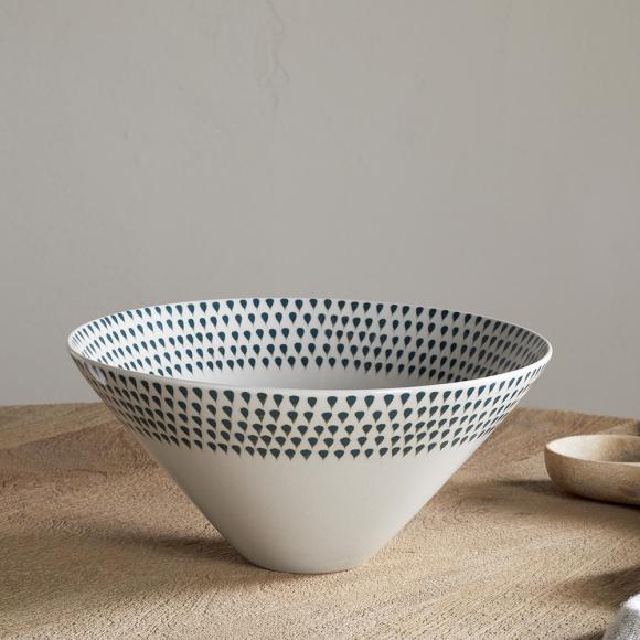 Nkuku Juniper Drop Serving Bowl - Cream & Juniper 