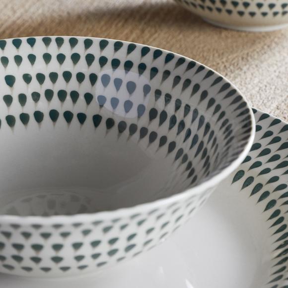 Nkuku Juniper Drop Cereal Bowl - Cream & Juniper 