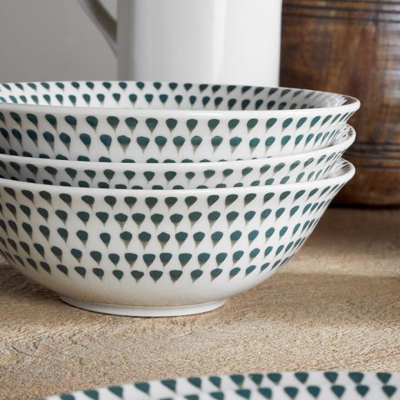 Nkuku Juniper Drop Cereal Bowl - Cream & Juniper 