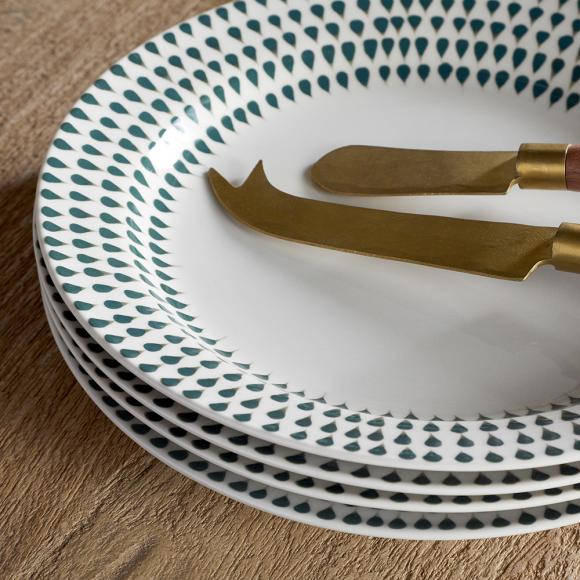 Nkuku Juniper Drop Dinnerware Set - Cream & Juniper 