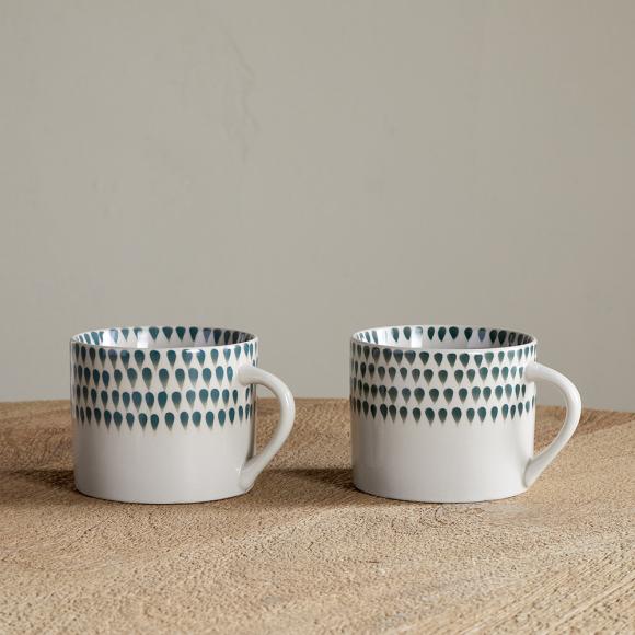 Nkuku Juniper Drop Small Mugs - Cream & Juniper