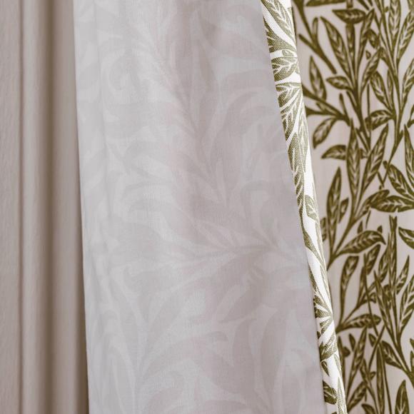 William Morris At Home Original Willow Olive-Green Lined Pencil Pleated Curtains