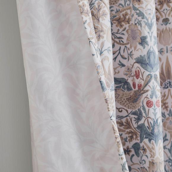William Morris At Home Strawberry Thief Hessian Lined Pencil Pleated Curtains