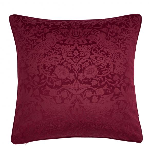 William Morris At Home Strawberry Thief Embossed Cushion Berry