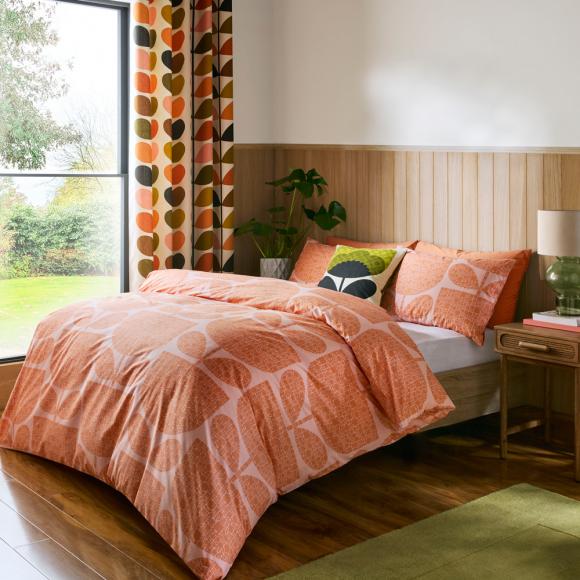 Orla Kiely Black Garden Duvet Cover Set Orange Sorbet